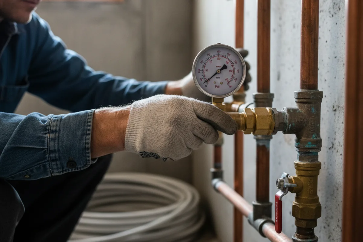 Pressure testing a repaired line during Water Line Repair in Rainsville